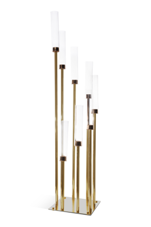 Kerzenständer Gold Metall Quadratisch (38) – 8 Köpfe – Für Hochzeiten und Events