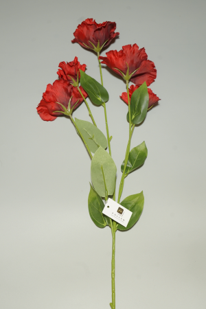 Kunstblume 5-Köpfige Rose Rot (027-2) – langlebige künstliche Dekoblume aus Textilmaterial