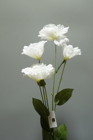 Kunstblume 5-Köpfige Rose Weiss (027-1) – langlebige künstliche Dekoblume aus Textilmaterial