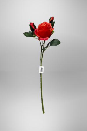 Kunstblume Rose Rot Orangeverlauf (PD-010-2) – langlebige künstliche Dekoblume aus Kunststoff