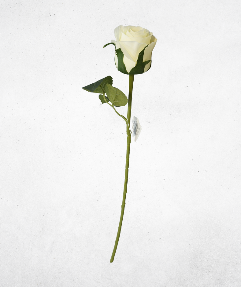 Kunstblume Rose Cremeweiß (002-1) – langlebige künstliche Dekoblume aus Kunststoff