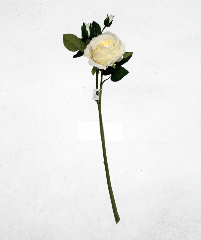 Kunstblume Rose Cremeweiß (008-1) – langlebige künstliche Dekoblume aus Kunststoff