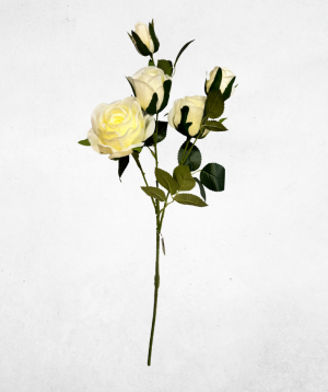 Kunstblume Rose Cremeweiß (009-1) – langlebige künstliche Dekoblume aus Kunststoff