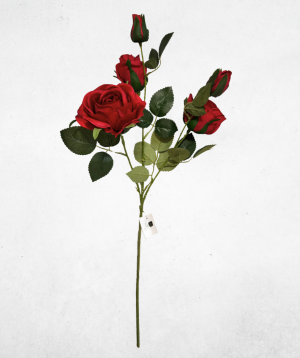 Kunstblume Rose Rot (012-2) – langlebige künstliche Dekoblume aus Kunststoff