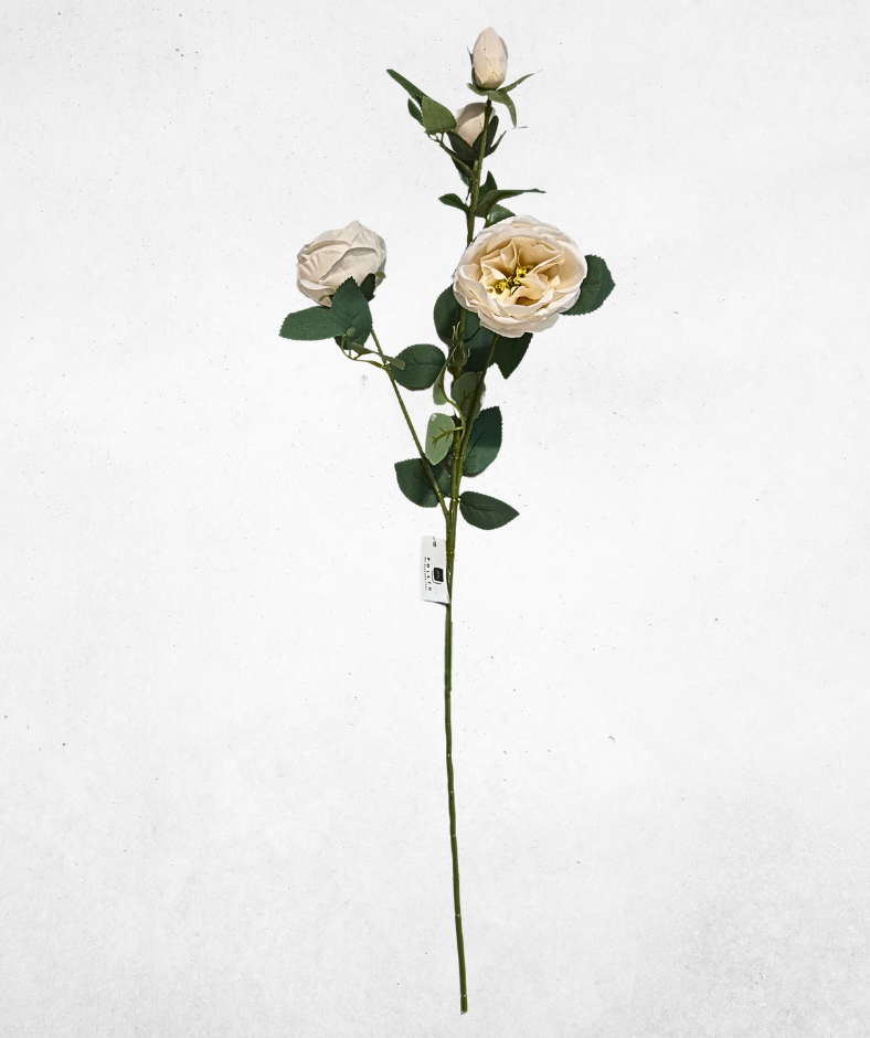 Kunstblume 4-Köpfige Rose Weiss (025-1) – langlebige künstliche Dekoblume aus Textilmaterial