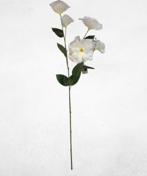 Kunstblume 5-Köpfige Rose Weiss (027-1) – langlebige künstliche Dekoblume aus Textilmaterial