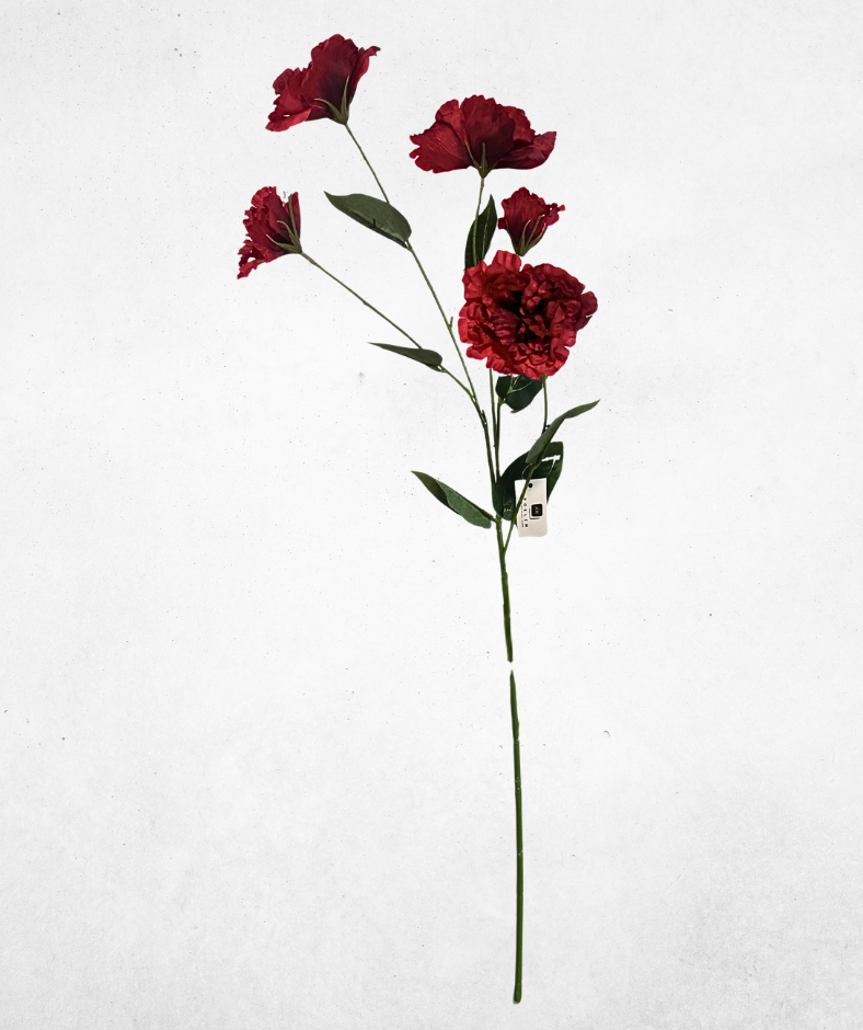 Kunstblume 5-Köpfige Rose Rot (027-2) – langlebige künstliche Dekoblume aus Textilmaterial