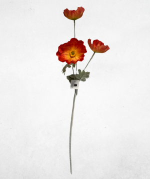 Kunstblume Mohnblume 3-Köpfig Orange (045-2) - langlebige künstliche Dekoblume aus Kunststoff