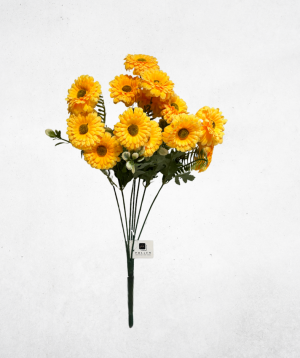 Kunstblume Gerbera 3-Köpfig Gelb (039-2) - langlebige künstliche Dekoblume aus Kunststoff