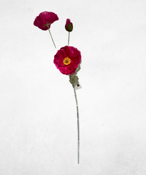 Kunstblume Mohnblume 3-Köpfig Pink (046-3) - langlebige künstliche Dekoblume aus Kunststoff