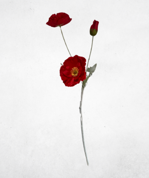 Kunstblume Mohnblume 3-Köpfig Rot (046-2) - langlebige künstliche Dekoblume aus Kunststoff