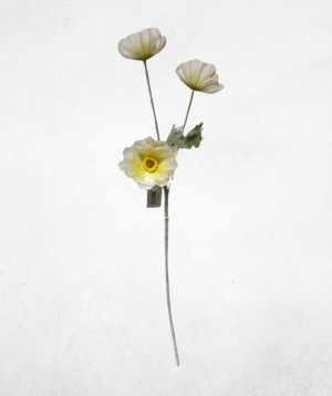 Kunstblume Mohnblume 3-Köpfig Weiß (046-1) - langlebige künstliche Dekoblume aus Kunststoff